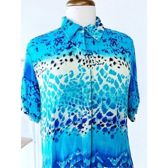 Vintage Alfred Dunner Blue Abstract Patterned Blouse - Picture 2 of 5